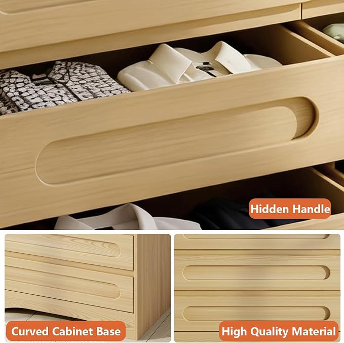 Tall Dressers for Bedroom, 6 Drawers Dresser & Chest of Drawers - Image 4