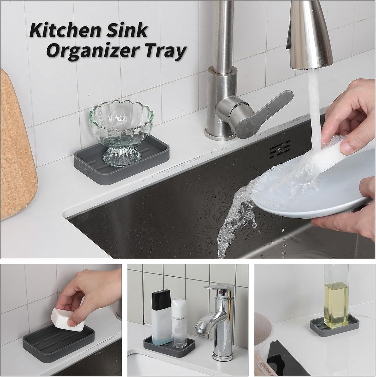 MicoYang Silicone Kitchen Sink Organizer Tray for Multiple Usage,Easy