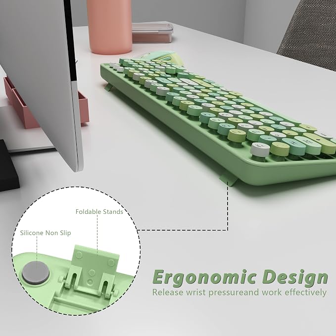 Green Wireless Keyboard and Mouse, KOOTOP Cute Green Colorful Keyboard and Mouse - Image 7