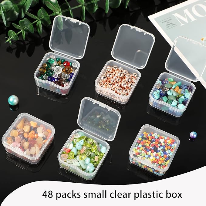 SATINIOR 48 Packs Clear Small Plastic Containers Transparent Storage Box - Image 5