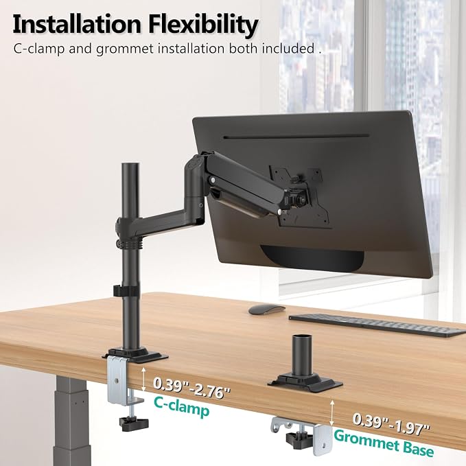 WALI Single Monitor Arm 13-32 Inch, Single Monitor Mount, Vesa Desk Mount up to - Image 5