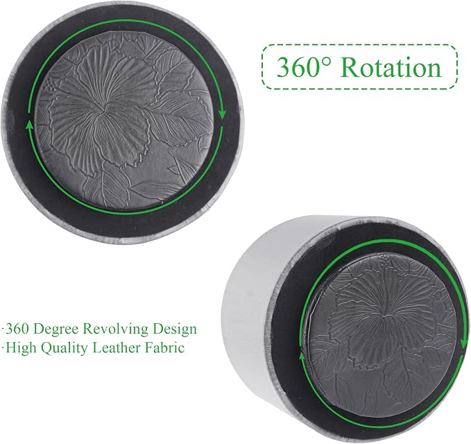 Round Leather Art Supply Organizer, Remote Control Holder, 360 Degree Spinning - Image 4