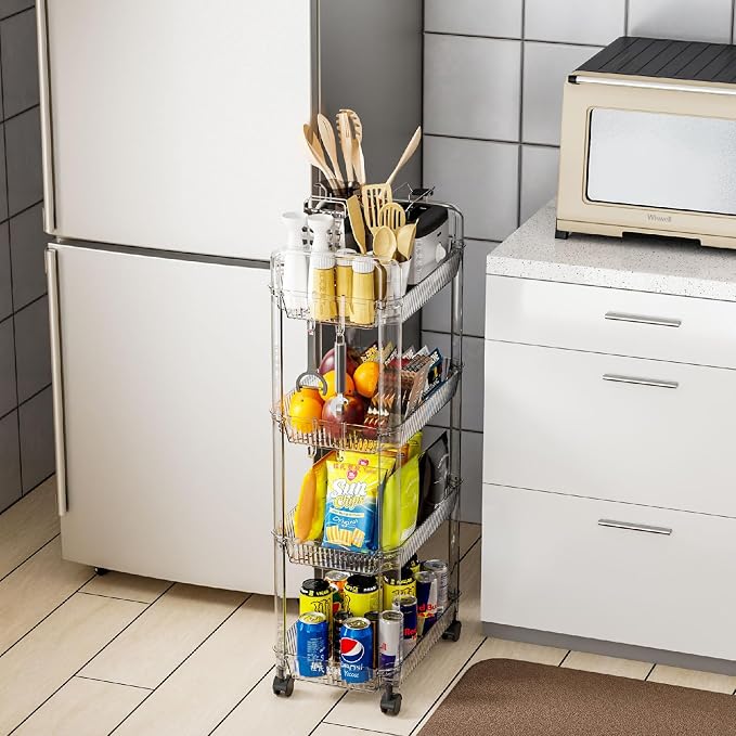 Yieach Clear 4 Tier Rolling Utility Cart - Image 4