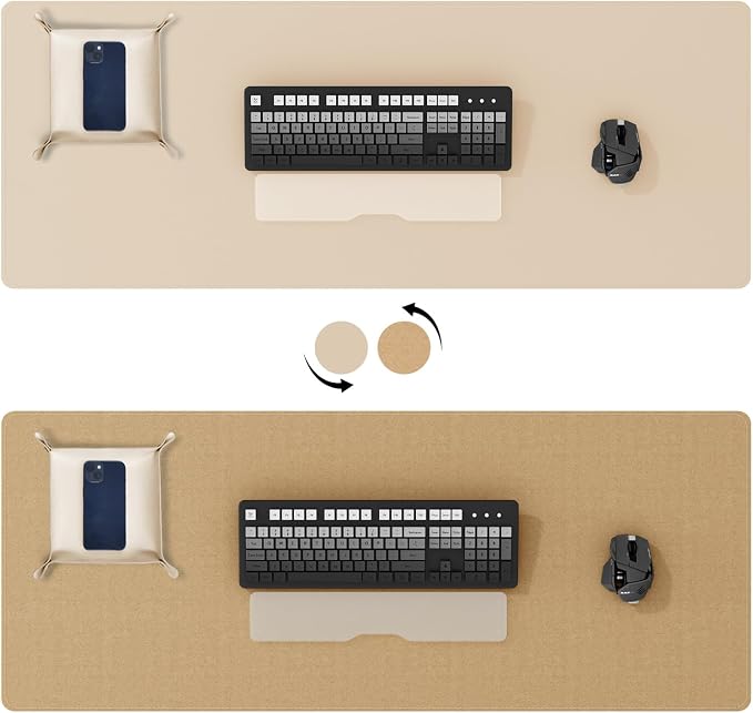 DAWNTREES Dual Sided Desk Mat, Leather Desk Pad, 47.2''x15.8'', Cork Desk Mat - Image 5