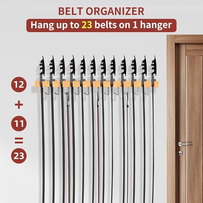Belt Hanger for Closet Max 42 Belts, 2-in-1 Wall Mount Belt Organizer - Image 3