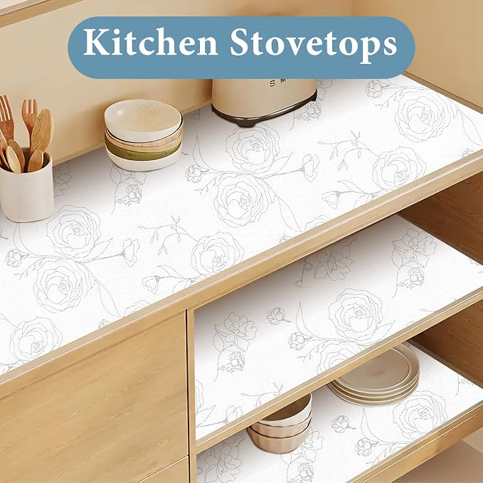 Shelf Liners for Kitchen Cabinets 12in x 20FT Non Adhesive Drawer Liner Sliver - Image 4