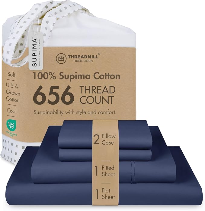 Threadmill Luxury Full Size Sheets | 656 Thread Count Certified Supima Cotton by ThreadmillHomeLinen