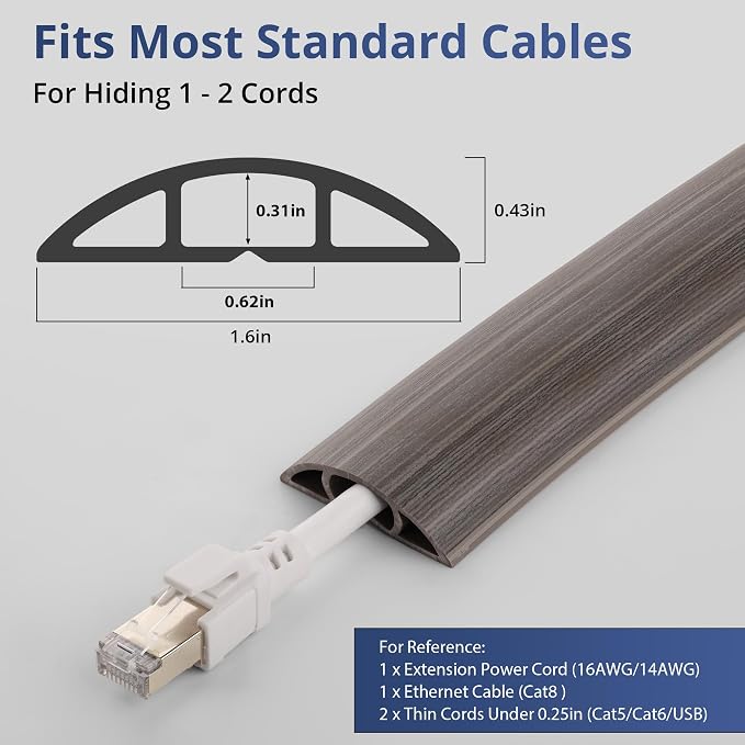 ZhiYo 3.6ft Cord Covers for Wires on Floor, Cord Hider Floor Hide Extension - Image 2