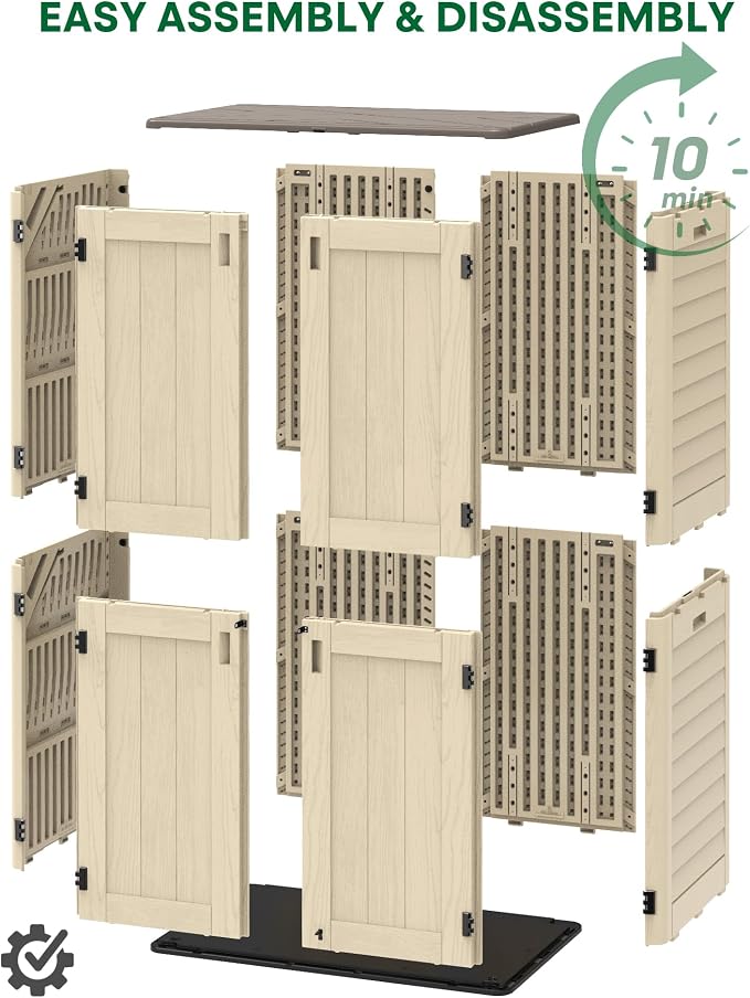 Vertical Outdoor Storage Shed, 60 Cu.Ft Resin Storage Cabinet Waterproof - Image 7
