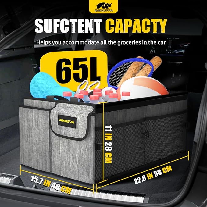 MIKKUPPA Car Trunk Organizer - 65L Collapsible Trunk Organizer - Image 2