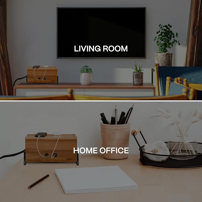 Extra Large Cable Management Box, Wood Cord Hider Box & Organizer - Image 8