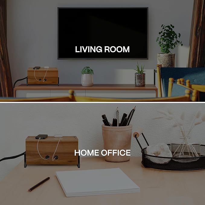 Extra Large Cable Management Box, Wood Cord Hider Box & Organizer - Image 7