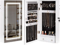 LAVIEVERT Jewelry Armoire with LED Lighted Mirror, Wall/Door Mounted Frameless by LAVIEVERT