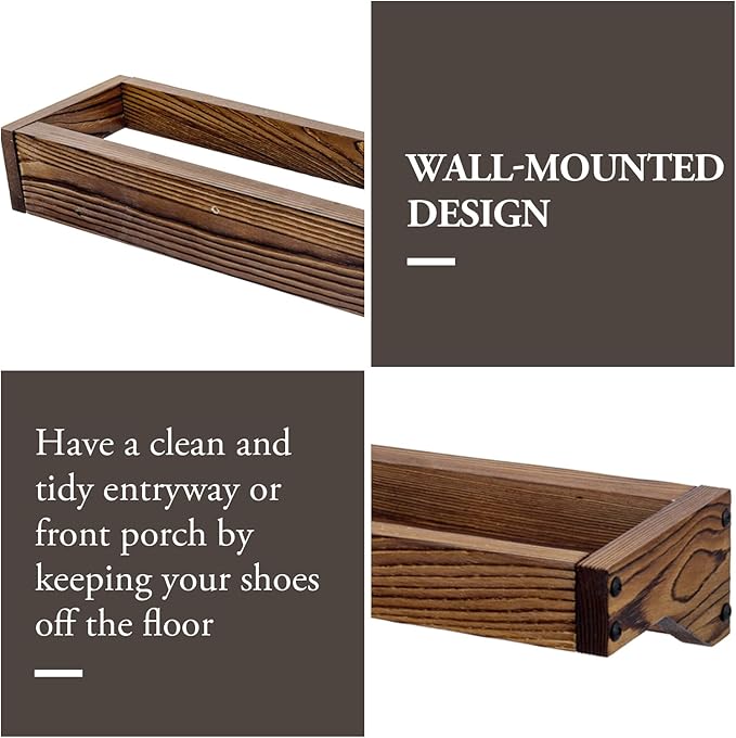 MyGift 30 Inch Rustic Burnt Solid Wood Hanging Shoe Rack, Holds 12 Pairs - Image 2