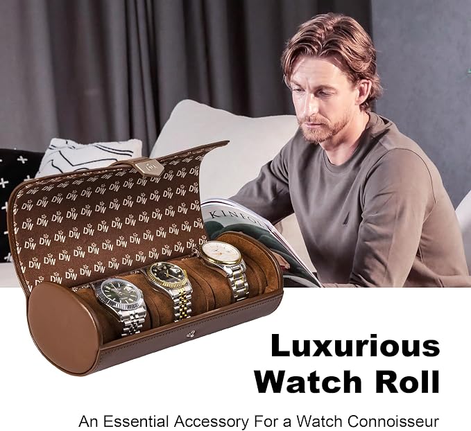 DUKWIN Watch Roll for 3 Watches, Vegan Leather Travel Watch Case Organizer - Image 5