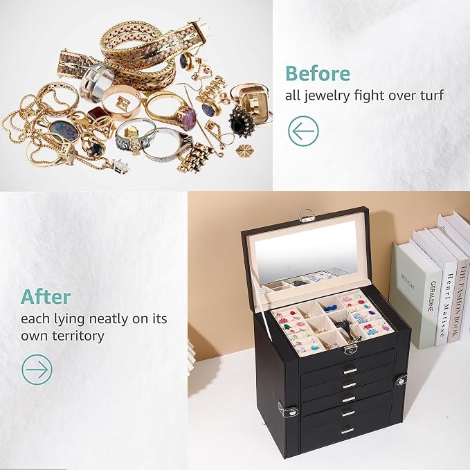 BOOVO Jewelry Box For women, 6 Layer Large Jewelry Organizer - Image 6