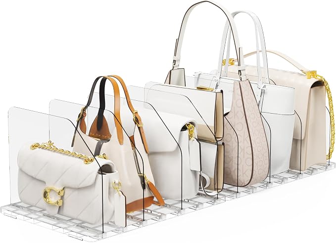 Bag & Purse Organizer for Closet, 2 Sets Adjustable Clear Handbag Storage Shelf by Unknown