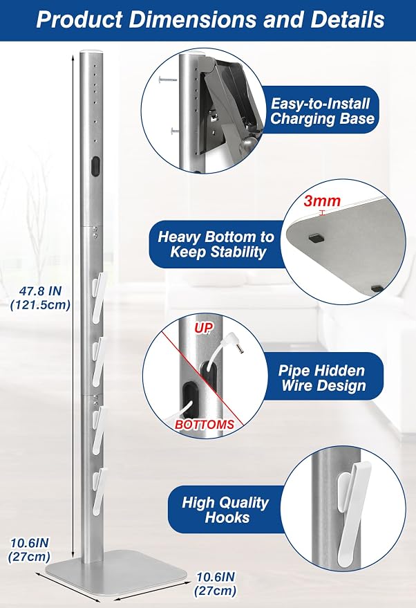 Haturi Vacuum Stand, Dyson Vacuum Holder and Metal Storage Bracket, Standing - Image 5