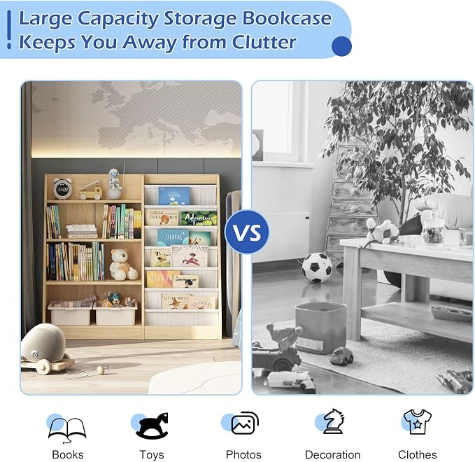4 Tier Kids Bookshelf Baby Toddler Book Rack Children Bookcase Toy Storage - Image 6