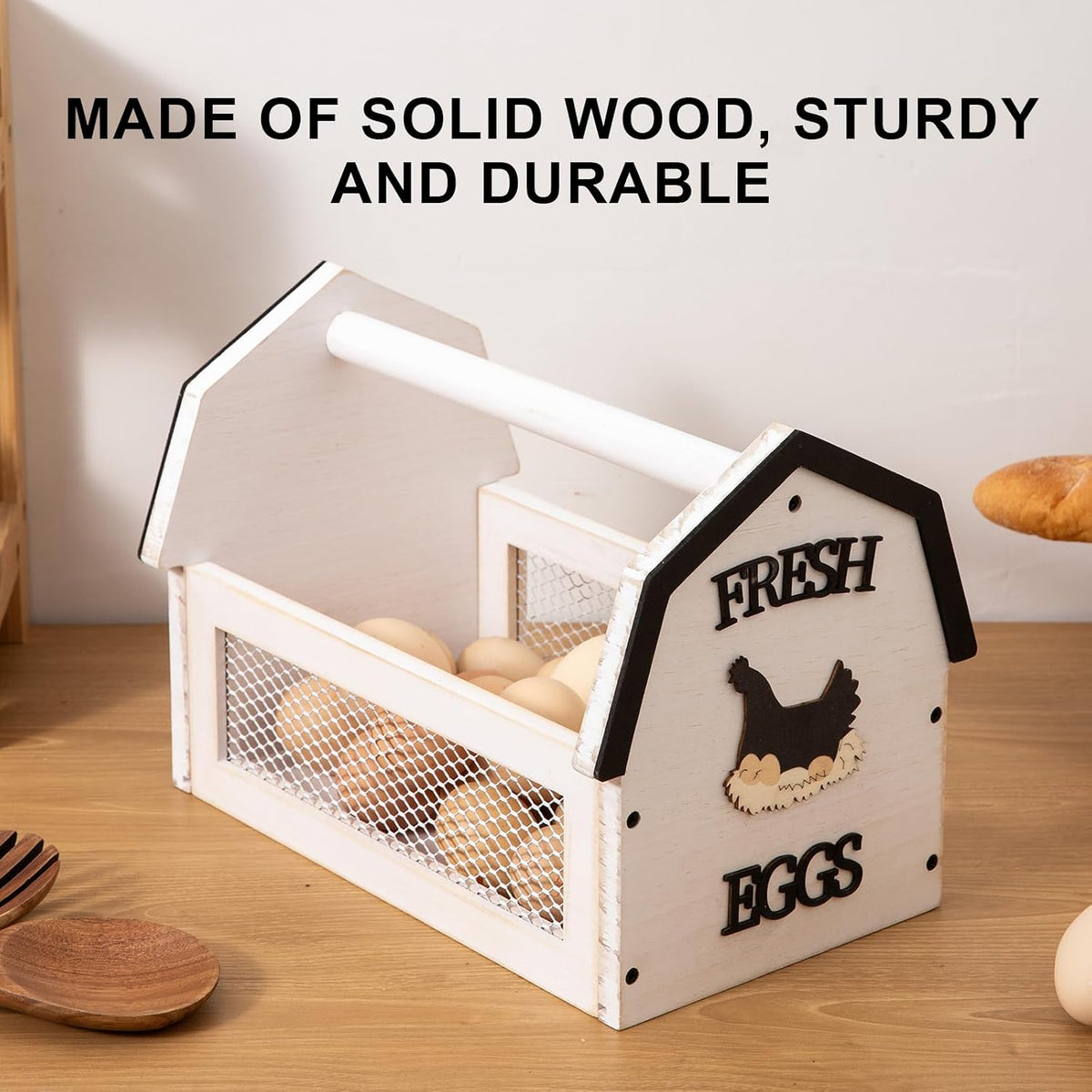 ZSHLXM Wood Farmhouse Egg Collecting Basket - Gather Fresh Eggs from