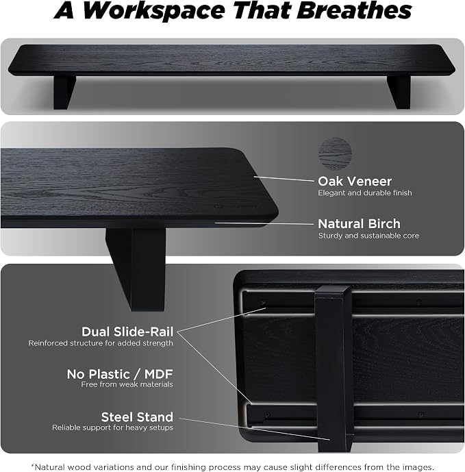 Moodular Wooden Monitor Stand 45.6” Large Desk Organizer - Image 3
