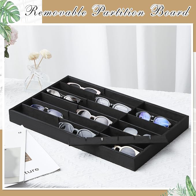 Amylove 2 Pcs Sunglass Organizer Trays Glasses Stackable Jewelry Trays Sunglass - Image 4