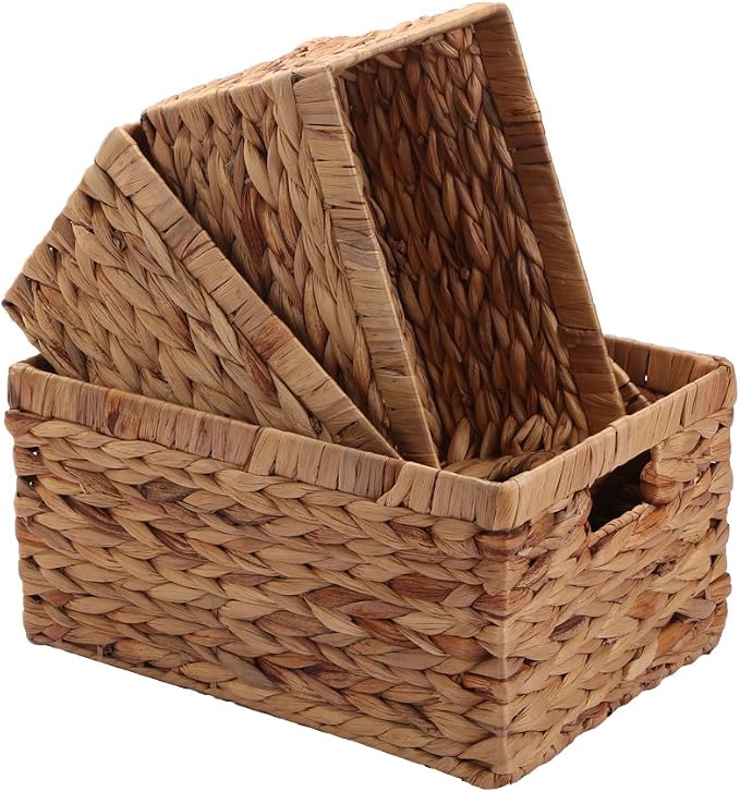Storage Baskets, Woven Natural Water hyacinth Box by KINGWILLOW