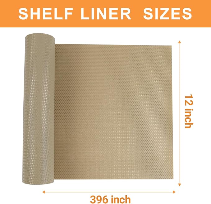 FLPMIX Kitchen Cabinet Liner Khaki: Waterproof Non-Adhesive Drawer Mat 12" x - Image 8