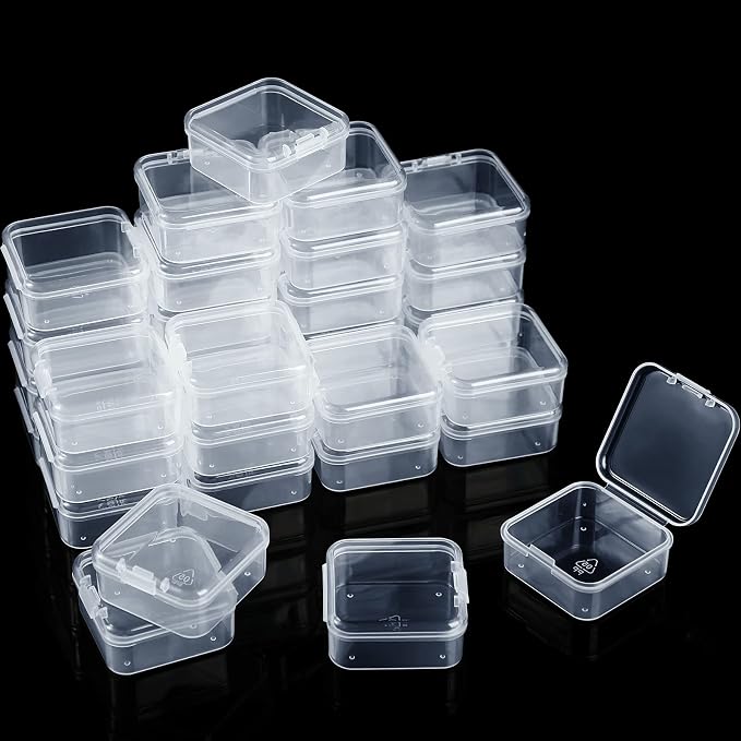 SATINIOR 48 Packs Clear Small Plastic Containers Transparent Storage Box by SATINIOR
