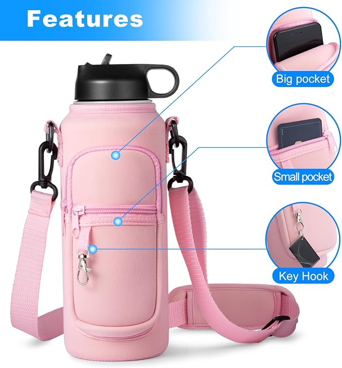 Water Bottle Holder with Strap for Hydroflask 32oz 40oz, Carrier Sling Bag with - Image 4