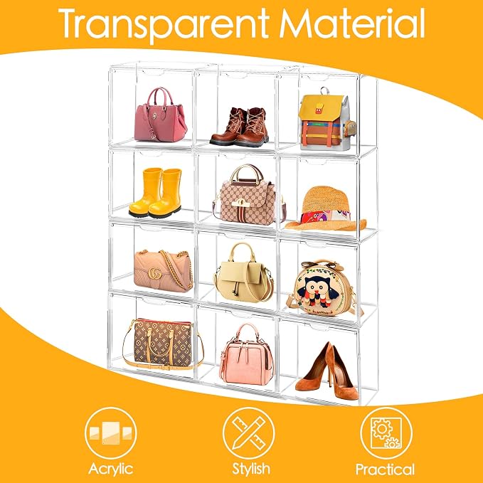 3Pack Purse Organizer for Closet Clear Acrylic Display Case Handbag Storage - Image 3