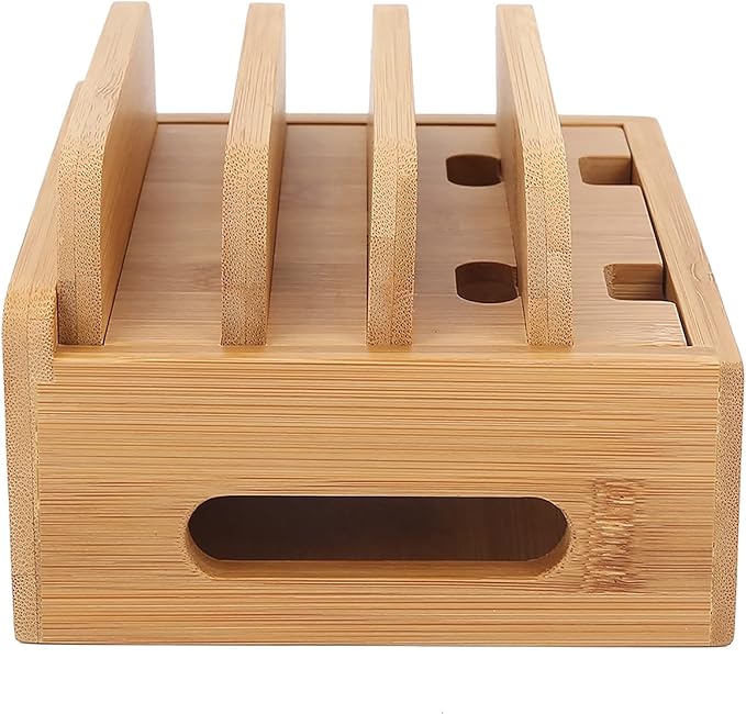 Pssopp Charging Station, Bamboo Organizer, Home or Office Desktop Charging Stand - Image 8