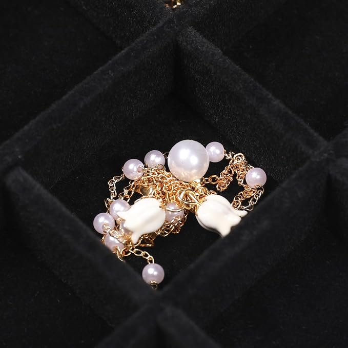 Frebeauty Small Jewelry Tray Set, Stackable Velvet Jewelry Organizer Tray - Image 5