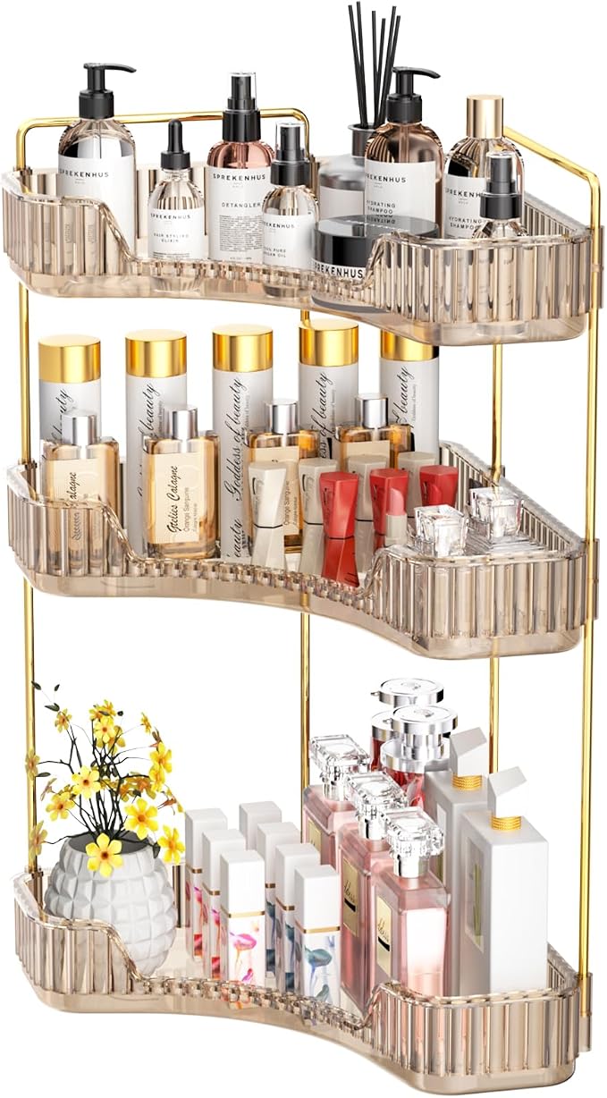 GTI 3-Tier Corner Bathroom Counter Organizer, Large Capacity Makeup Organizer by GTI