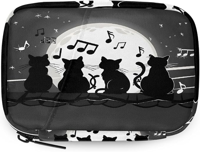 Moon Cat Music Note Pattern Pill Organizer Travel Medicine Case by Unknown