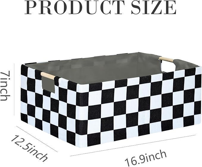 Checkered Storage Basket Room Decor Gifts Basket Foldable Nursey Box Kids - Image 2