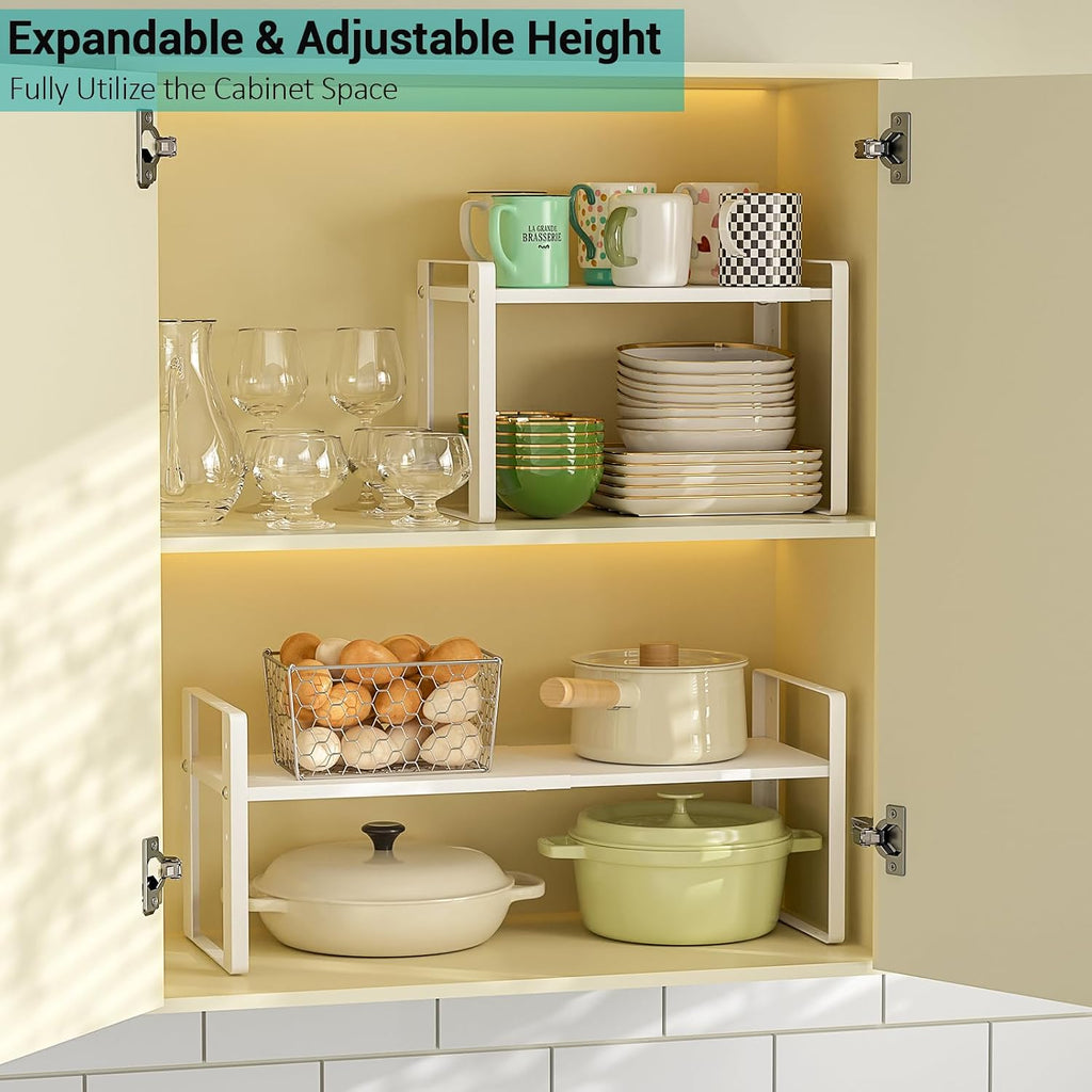 2 Pack Expandable Cabinet Organizer Shelves, 88lbs High Weight