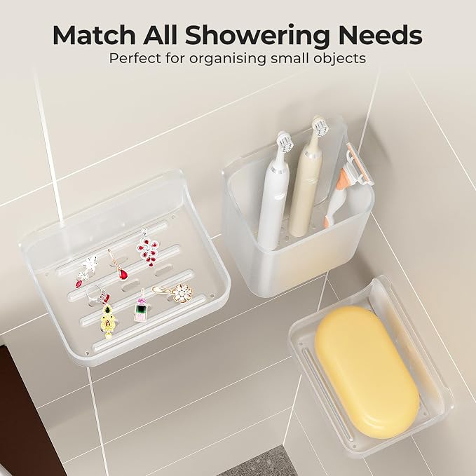 Orimade Shower Caddy 5-Pack, No-Drill Adhesive Shelves - Image 3