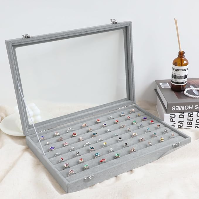 Wudygirl 7 Slot Ring Holder Velvet Jewelry Organizer Jewelry Tray - Image 5