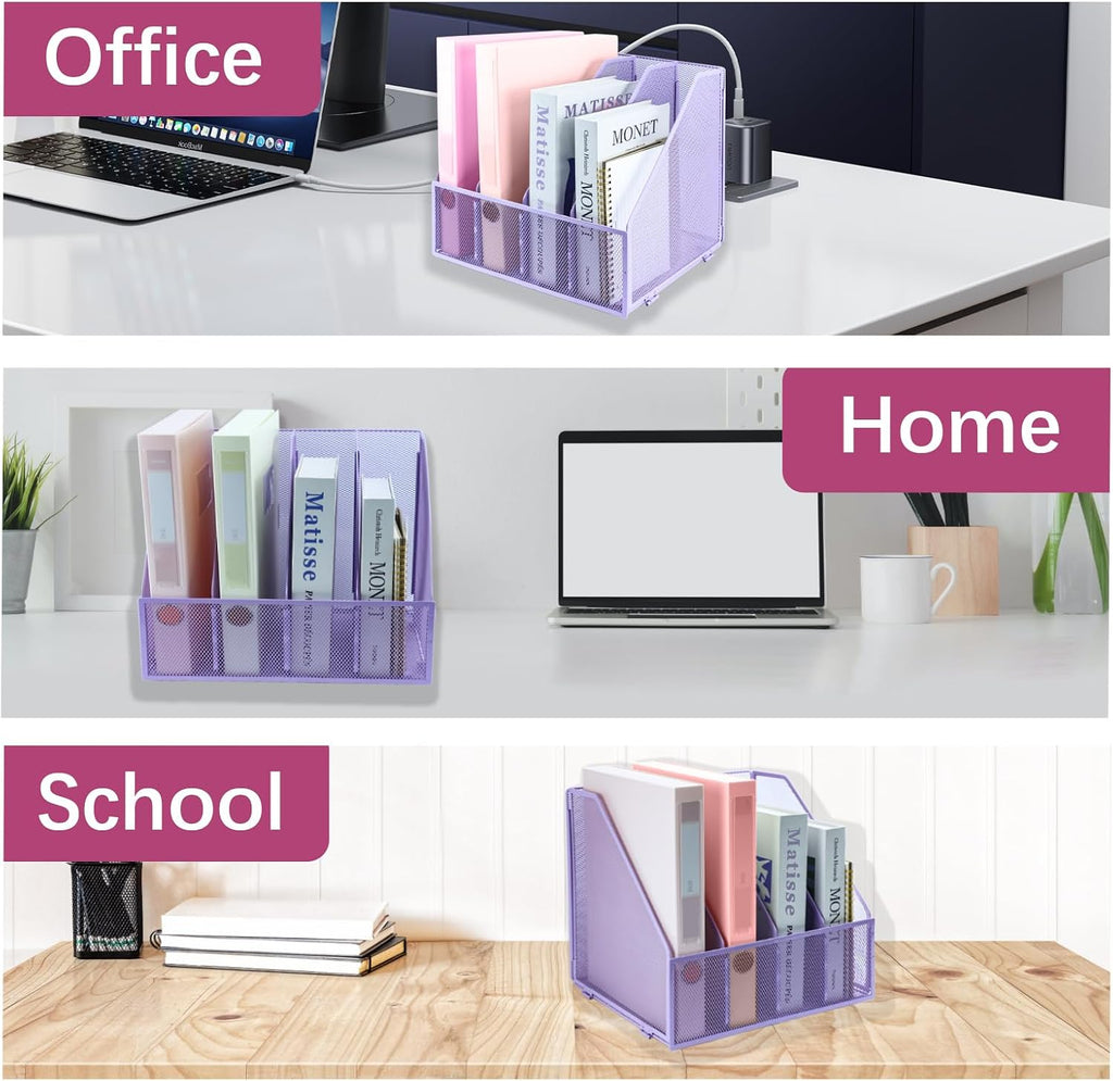 Desk Organizers, Metal Magazine File Holder with 4 Vertical