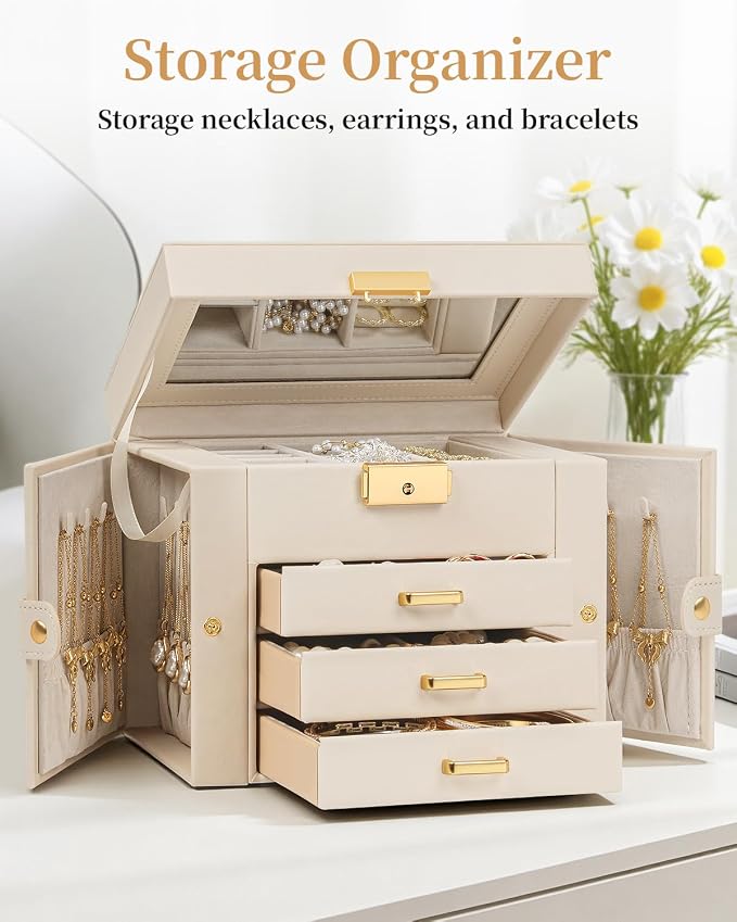 TORIBIO Jewelry Box for Women, Leather Jewelry Organizer - Image 3