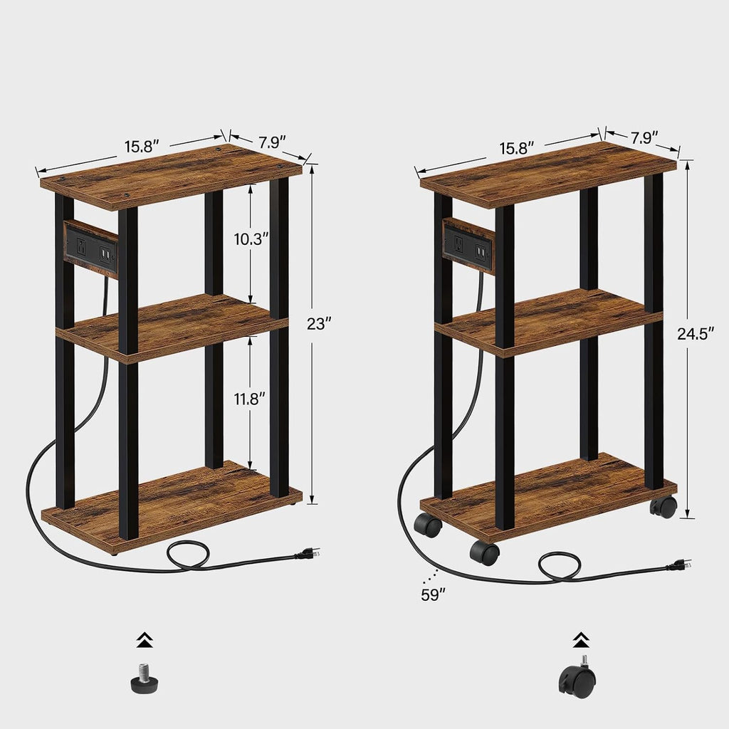 TUTOTAK Small Narrow Side Table, Set of 2 Skinny End Table
