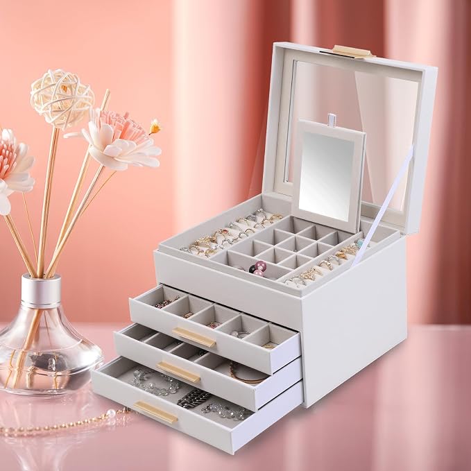 BOOVO Clear Lid Jewelry Box, 4 Layers Jewelry Organizer Large Jewelry Storage - Image 6