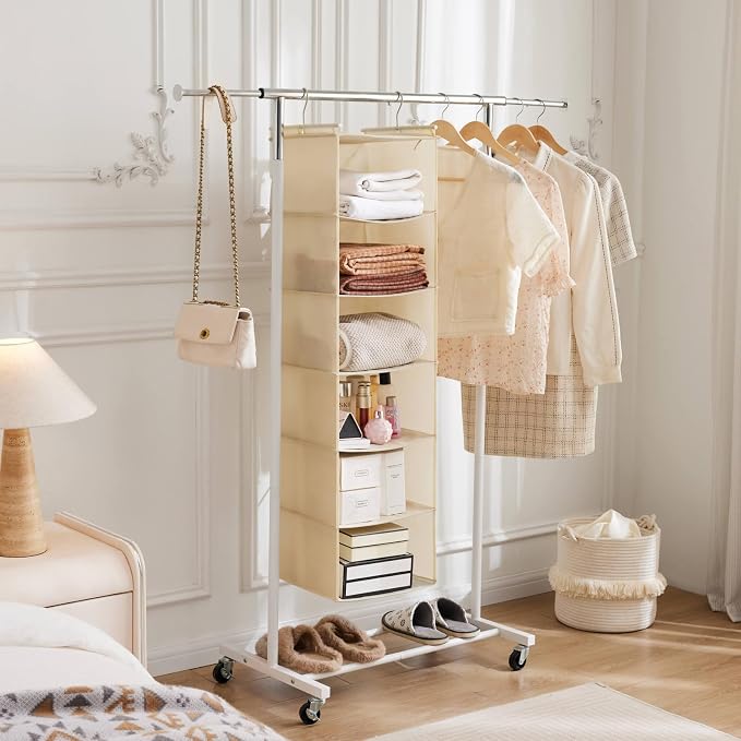 MAX Houser 6 Tier Shelf Hanging Closet Organizer, Cloth Hanging Shelf - Image 9