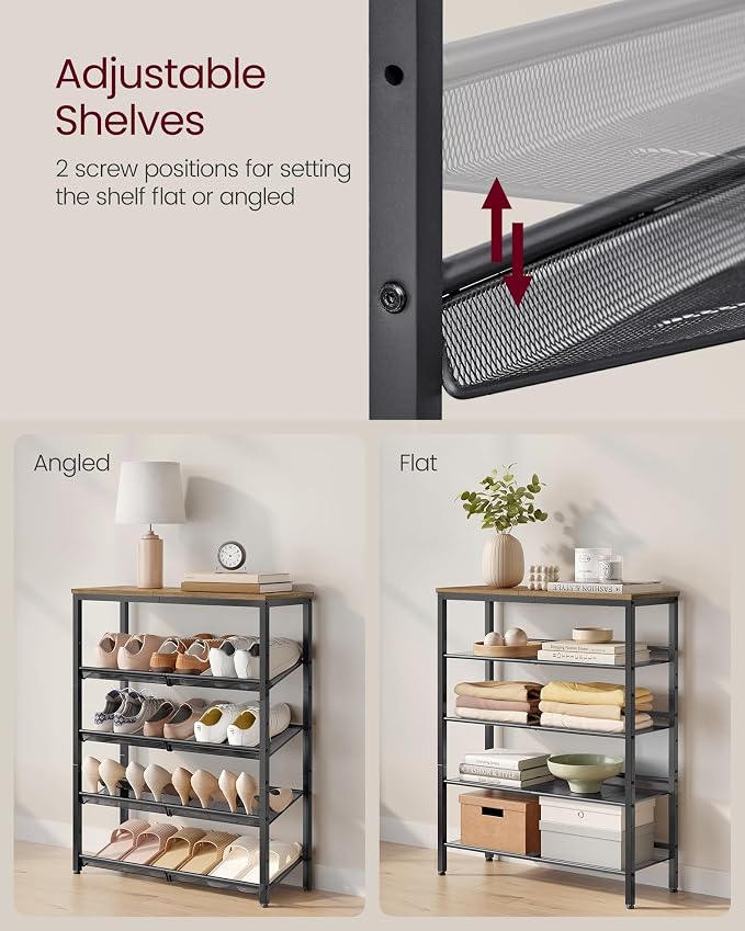 VASAGLE Shoe Rack for Entryway, 5-Tier Shoe Rack Organizer - Image 6