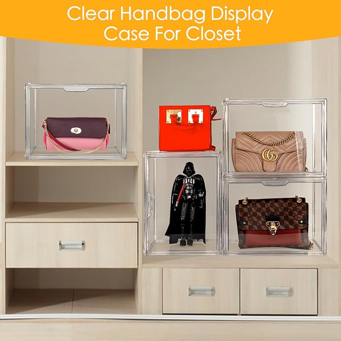 3Pack Purse Organizer for Closet Clear Acrylic Display Case Handbag Storage - Image 5