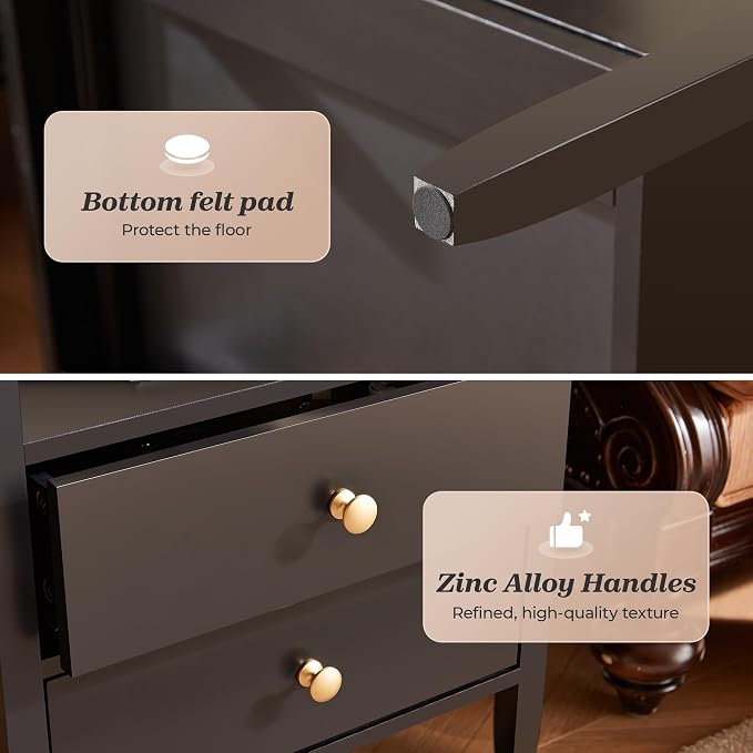 Huuger Black Nightstand Set of 2, Night Stand - Image 9
