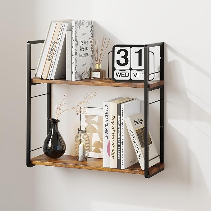 Floating Book Shelves for Wall, 2-Layer Wall Bookshelf for Book Storage - Image 9