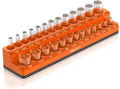 Olsa Tools Magnetic Socket Organizer | 1/4-inch Drive | SAE Orange | Holds 26 by OlsaTools