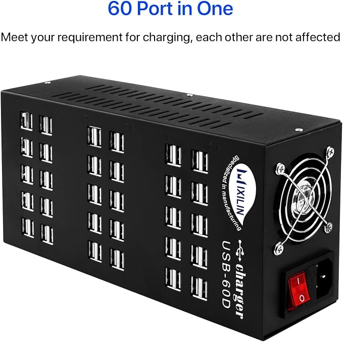 USB Charging Station, Cinlinso 60 Port 300W/60A, Intelligent Protection - Image 2